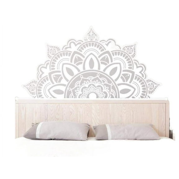 Vinyl Half Mandala Wall Decals Headboard Wall Sticker Art Bohemian Yoga Studio Wall Stickers Home Decor Accessories-115X57Cm White