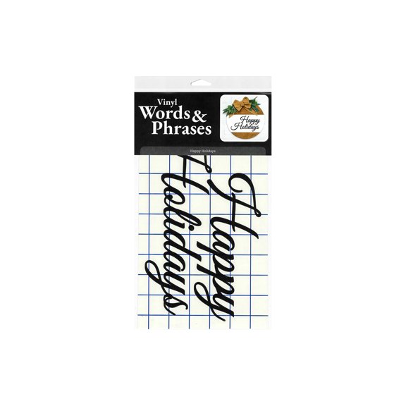Leisure Arts Home Decor Vinyl Wall Words Happy Holidays Black, Removable Oracal Matte Vinyl for Painted Walls Plaques and Glass, Pre-Cut and Transfer Tape Applied