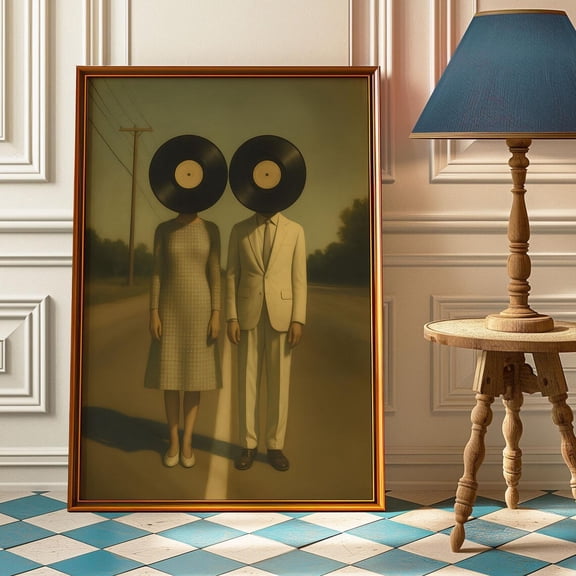 Vinyl Head People Print, Unframed Paper Poster 8x10in