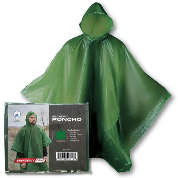 Vinyl Heavy Duty Rain Poncho | Lightweight Emergency Poncho for Travel, Camping, Hiking, and Theme Parks | Compact Rain Gear