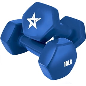 Vinyl Hexagon Dumbbell - Dumbbells Set of 2 Hand Weights for Home Gym & Strength Training (2-15 lbs Weight Options)