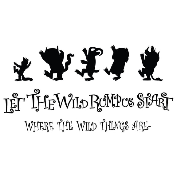 Vinyl Home Art Lettering Design Let The Wild Rumpus Start Where The Wild Things Are Wall Decal Quotes | 12" x 20" Bedroom Living Room Removable Children's Picture Book Sticker Decoration
