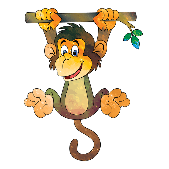 Vinyl Home Art Multi-colored Hanging Monkey Decoration Sticker Outer Space Background Design 15" x 20" Adhesive Animal Ape Chimpanzee Kids Bedroom Living Room Nursery Removable Wall Decal