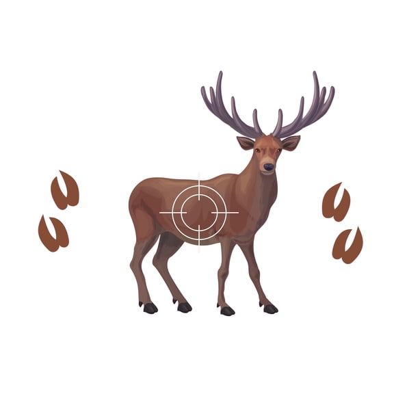 Vinyl Home Art Multi-colored Mule Deer Decor Hoof Gun Target Scope Design Adhesive Wall Decal - 15" x 20" Removable Kids Bedroom Living Room Rain Deer Sport Hunting Sticker Decoration