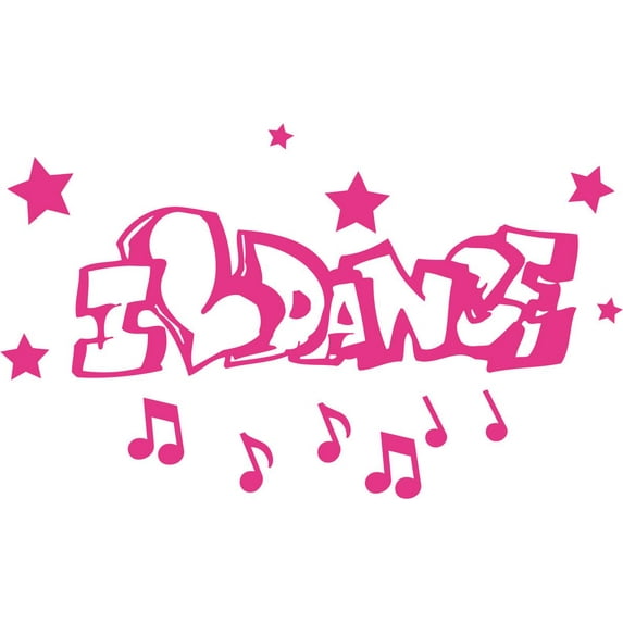 Vinyl Home Art Personalized Name Decal I Love Dance Graffiti Style Lettering Quote Dance Lover Bedroom Wall Decoration Sticker - 15" x 24" Kids Bedroom Musical Notes Stars Design Adhesive Wall Decal