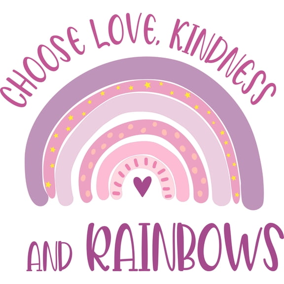 Vinyl Home Art Rainbow And Unicorns Decor Removable Wall Decal Quotes Design - Choose Love Kindness And Rainbows | 22" x 28" Kids Bedroom Living Room Adhesive Wall Multi-colored Decoration Sticker