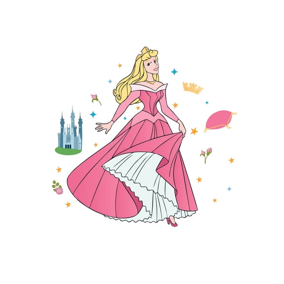 Vinyl Home Art The Sleeping Beauty Adhesive Decor Little Briar Rose Multi-colored Wall Decal - 19" x 20" Removable Aurora Disney Princess Design Kids Bedroom Nursery Wall Sticker Maleficent Decoration