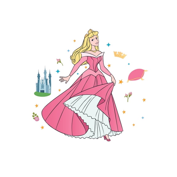 Vinyl Home Art The Sleeping Beauty Adhesive Decor Little Briar Rose Multi-colored Wall Decal - 22" x 28" Removable Aurora Disney Princess Design Kids Bedroom Nursery Wall Sticker Maleficent Decoration