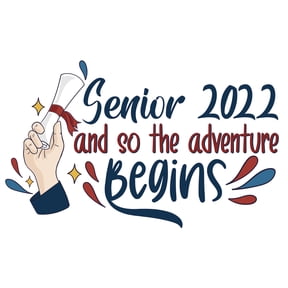 Vinyl Home Bedroom Inspirational Graduation Quotes Decoration 22" x 36" Lettering Art Diploma Design Multicolored Adhesive Living Room Wall Decal Sticker - Senior 2022 And So The Adventure Begins