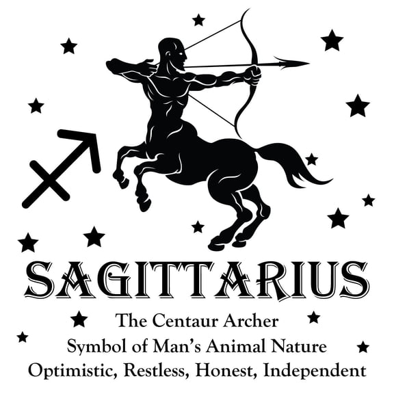 Vinyl Home Bedroom Wall Sticker Quotes - 20" x 20" DIY Stick And Peel Zodiac Sign Sagittarius Wall Art Decal | The Centaur Archer Symbol Of Man's Animal Nature Optimistic Restless Honest Independent