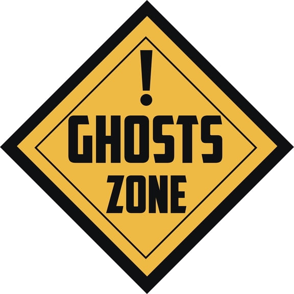 Vinyl Home Living Room Art Caution Sign Decor Ghosts Zone Warning Lettering Art Design Removable Wall Decal - 28" x 28" Kids Bedroom Multicolored Halloween Themed Adhesive Decoration Wall Sticker