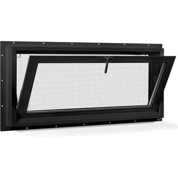 Vinyl Hopper Basement Window 32" x 14" Black