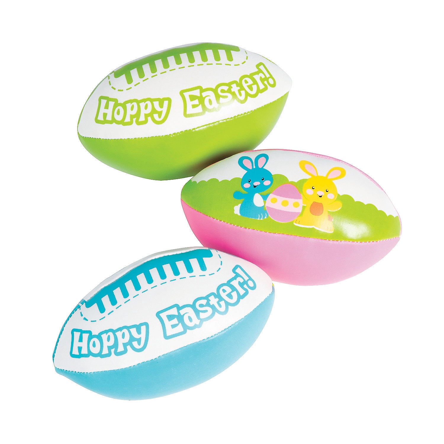 Fun Express Vinyl "Hoppy Easter" Foam Football Party Favors - 12 Pieces