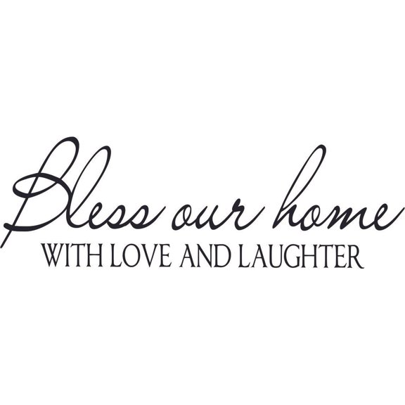 Vinyl House Home Bedroom Art Religious Quotes Removable Wall Lettering Art Decal - 20" x 40" Adhesive Inspirational Quotes Living Room Wall Sticker Decoration | Bless Our Home With Love And Laughter