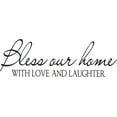 thumbnail image 1 of Vinyl House Home Bedroom Art Religious Quotes Removable Wall Lettering Art Decal - 8" x 20" Adhesive Inspirational Quotes Living Room Wall Sticker Decoration | Bless Our Home With Love And Laughter, 1 of 2