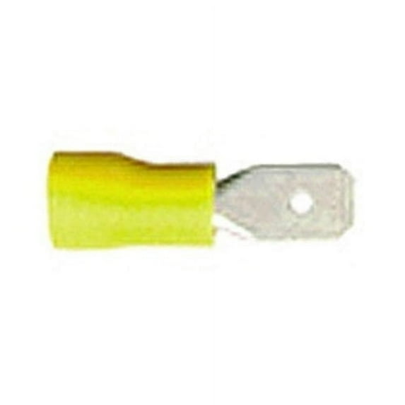 Vinyl Insulated .250" Male Spade Quick Disconnect 12-10 AWG (Yellow) - 100 Per Package