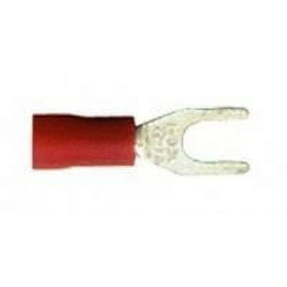 Vinyl Insulated #6 Size Fork Terminal 22-18 Gauge (Red) - 100 Pieces