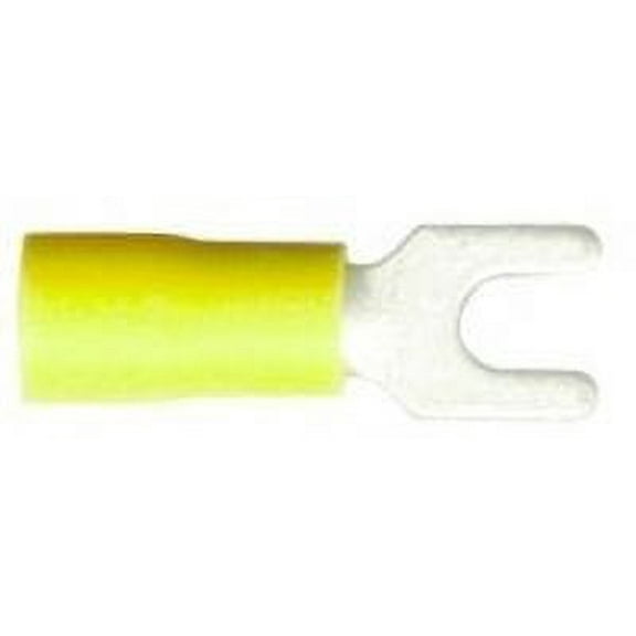 Vinyl Insulated #8 Size Fork Terminal 12-10 Gauge (Yellow) - 100 Pieces