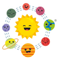 thumbnail image 1 of Vinyl Kids Bedroom 20" x 20" Multicolored Sun & Planet Smileys Wall Decoration Colorful Outer Space Art Design Easy To Apply Home Living Room Educational Art Wall Decal Sticker, 1 of 1