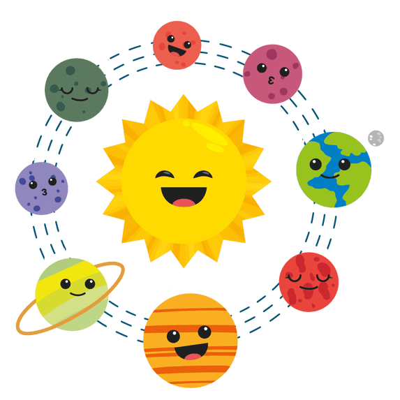 Vinyl Kids Bedroom 20" x 20" Multicolored Sun & Planet Smileys Wall Decoration Colorful Outer Space Art Design Easy To Apply Home Living Room Educational Art Wall Decal Sticker