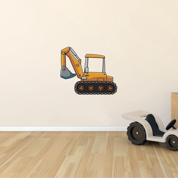 Vinyl Kids Bedroom Backhoe Decor Design Adhesive Home Wall Art Tractor Decal | 22 Inches x 28 Inches Removable Living Room Nursery Rear Actor Front Loader Multi-colored Wall Decoration Sticker