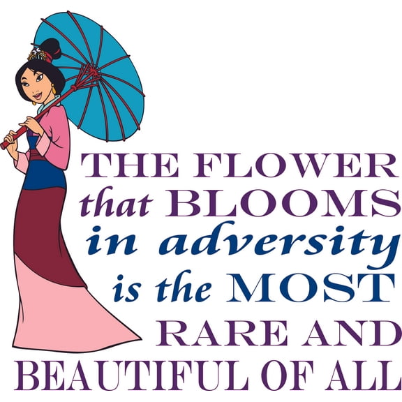 Vinyl Kids Bedroom Living Room Female Warrior Hua Mulan Decor Design Home Art Wall Decal Quotes Sticker 18" x 20" | The Flower That Blooms In Adversity Is The Most Rare And Beautiful Of All