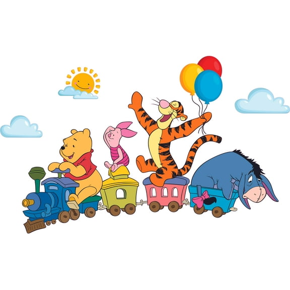 Vinyl Kids Bedroom Nursery Animated TV Show StickerDecal Decor Wall Decal Design | 22" x 36" Adhesive Home Living Room Art Pooh The Bear Tigger Eeyore & Piglet Removable Wall Decoration Sticker