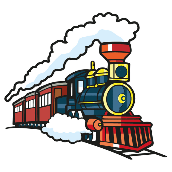 Vinyl Kids Bedroom Playroom 20" x 22" Multicolored Old Train Clipart Decoration Tram Railway Steam Locomotive Smoke Design Adhesive Home Wall Decal Sticker