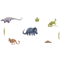Vinyl Kids Nursery Bedroom Multicolored Dinosaurs Decoration Large Mesozoic Animals Design Removable Wall Decal Sticker - 9" x 20" Jurassic Themed Home Living Room Easy To Apply Wall Art DÃ©cor