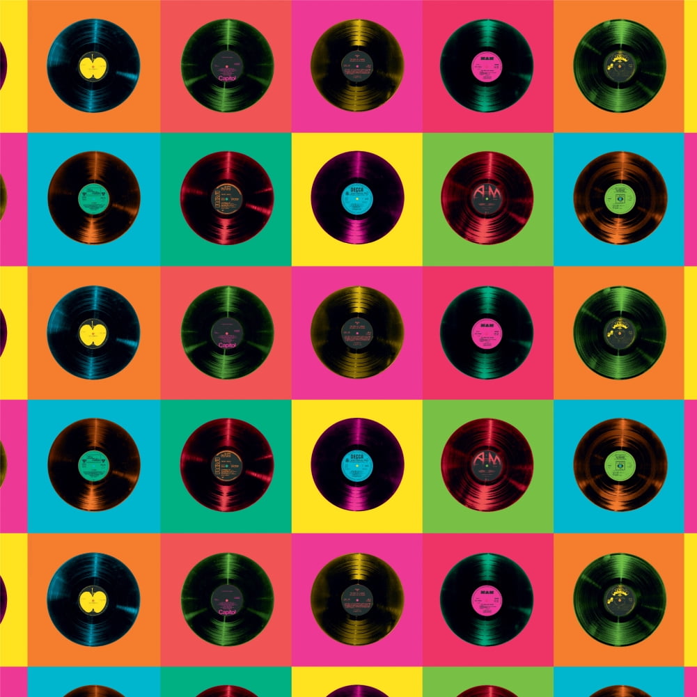 Vinyl LP Records Rainbow Colored Background Premium Roll Gift Wrap ...