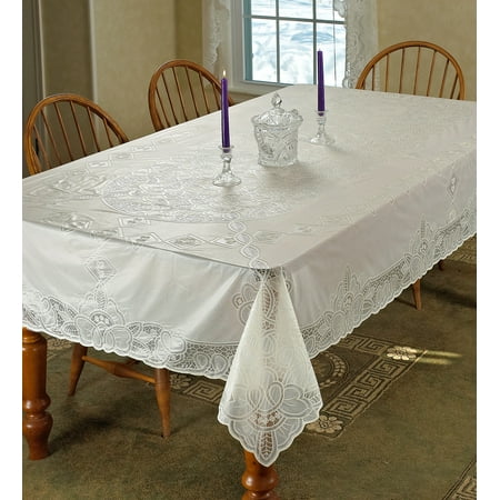 Vinyl Lace Betenburg Design Tablecloth Beige 60" by 90" Oblong / Rectangle
