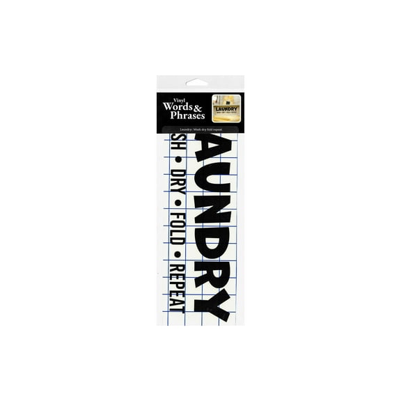 Vinyl Laundry Wash Dry Fold Repeat Blk 5.5x14.75"