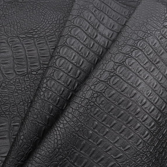 Vinyl Leather Fabric Crocodile Pattern Marine Waterproof Material 54" W Marine Vinyl Synthetic Leather Sheets 0.5mm Thick for Upholstery Crafts, Automotive/Boat, Cushion, DIY Sewing - Black