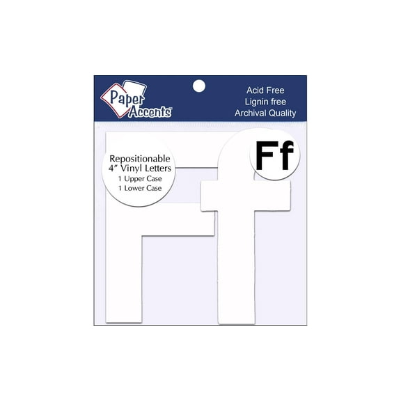 Vinyl Letters Removable Adh 4" Ff 2pc White