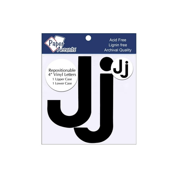 Vinyl Letters Removable Adh 4" Jj 2pc Black