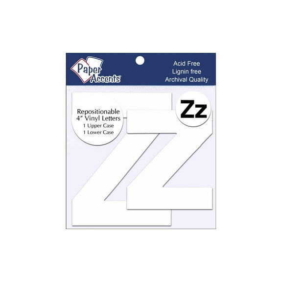 Vinyl Letters Removable Adh 4" Zz 2pc White