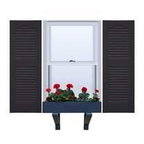Vinyl | Louvered Exterior Shutters | 14.5" Width | Cathedral Top | with Mid Rail (50/50 Split) | 1 Pair