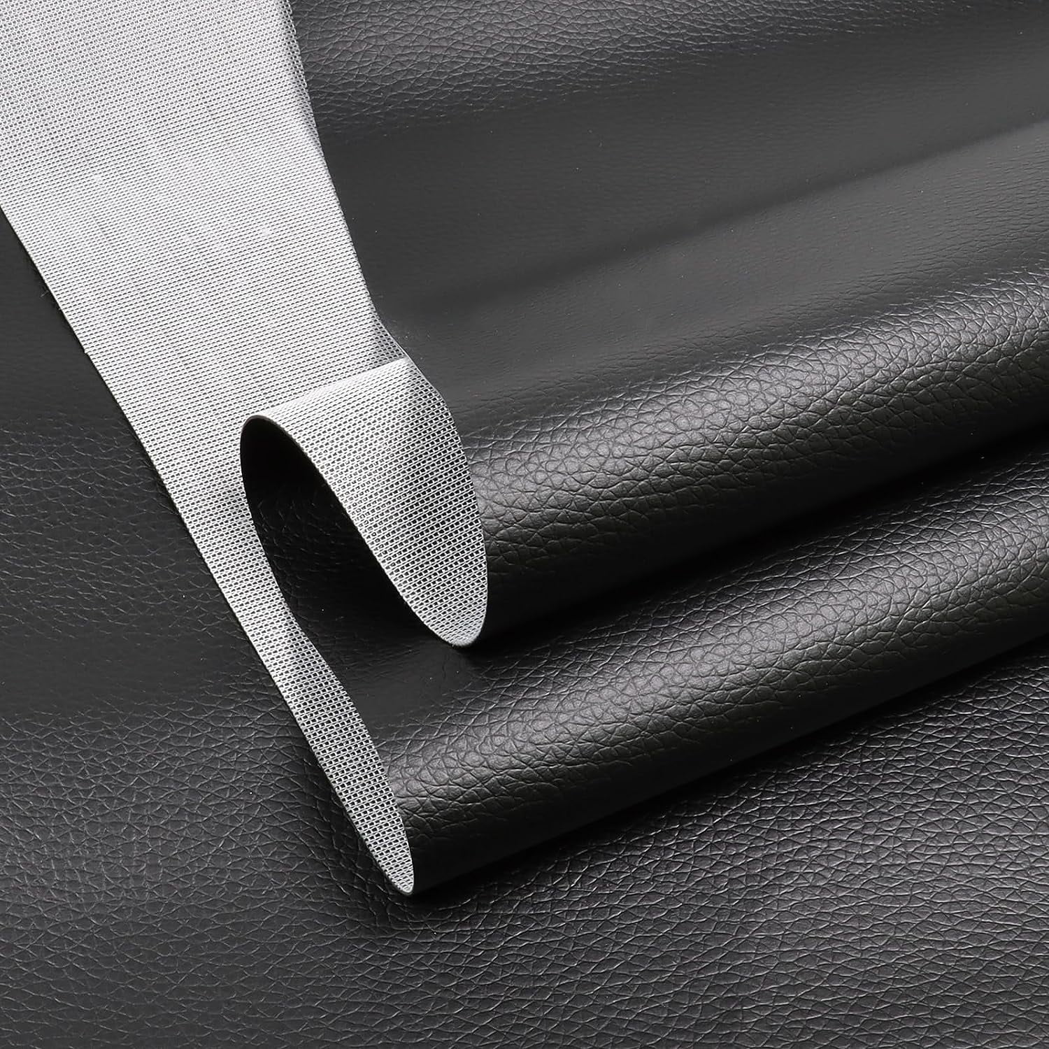 Vinyl Marine Synthetic Leather Fabric - 55"W Waterproof Vinyl Material 0.6mm Thick Soft Upholstery Leather Sheets for Car Headliner Furniture Sofa Boat Replacement Renovate - Black
