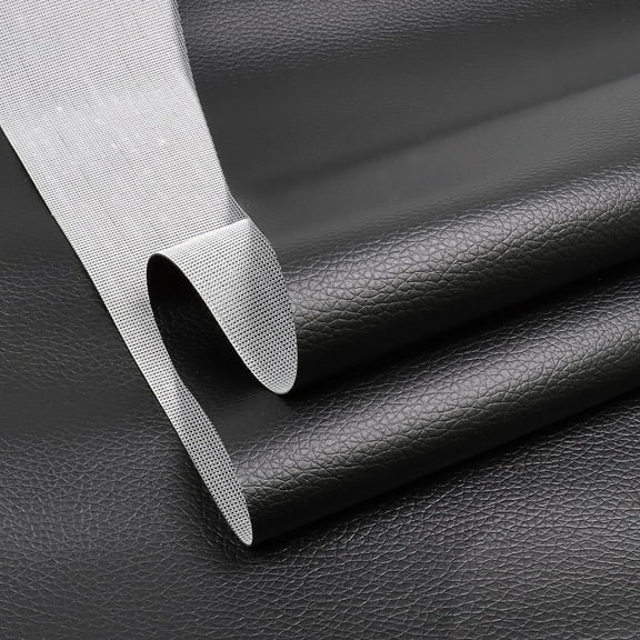 Vinyl Marine Synthetic Leather Fabric - 55"W Waterproof Vinyl Material 0.6mm Thick Soft Upholstery Leather Sheets for Car Headliner Furniture Sofa Boat Replacement Renovate - Black