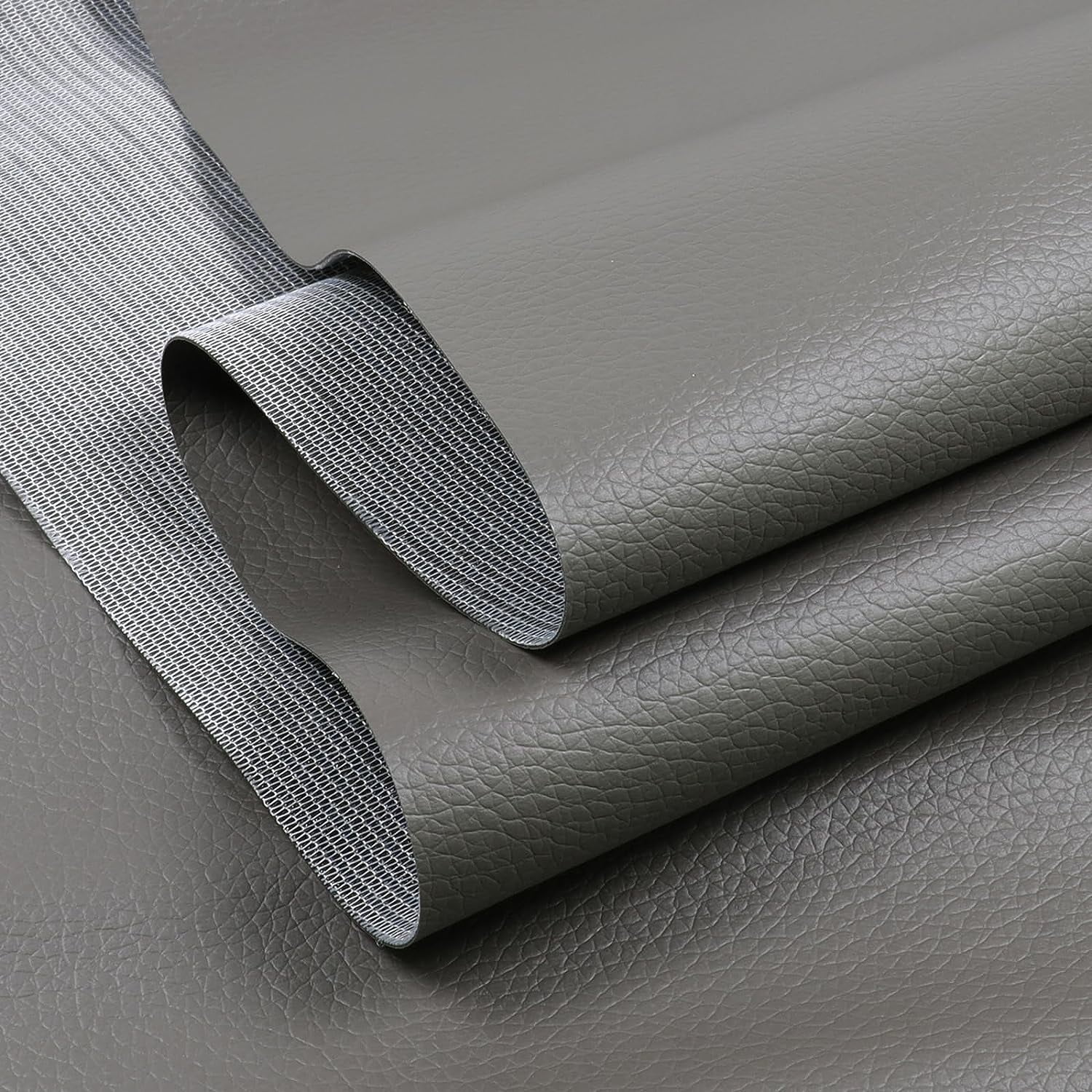 Vinyl Marine Synthetic Leather Fabric - 55"W Waterproof Vinyl Material 0.6mm Thick Soft Upholstery Leather Sheets for Car Headliner Furniture Sofa Boat Replacement Renovate - Grey