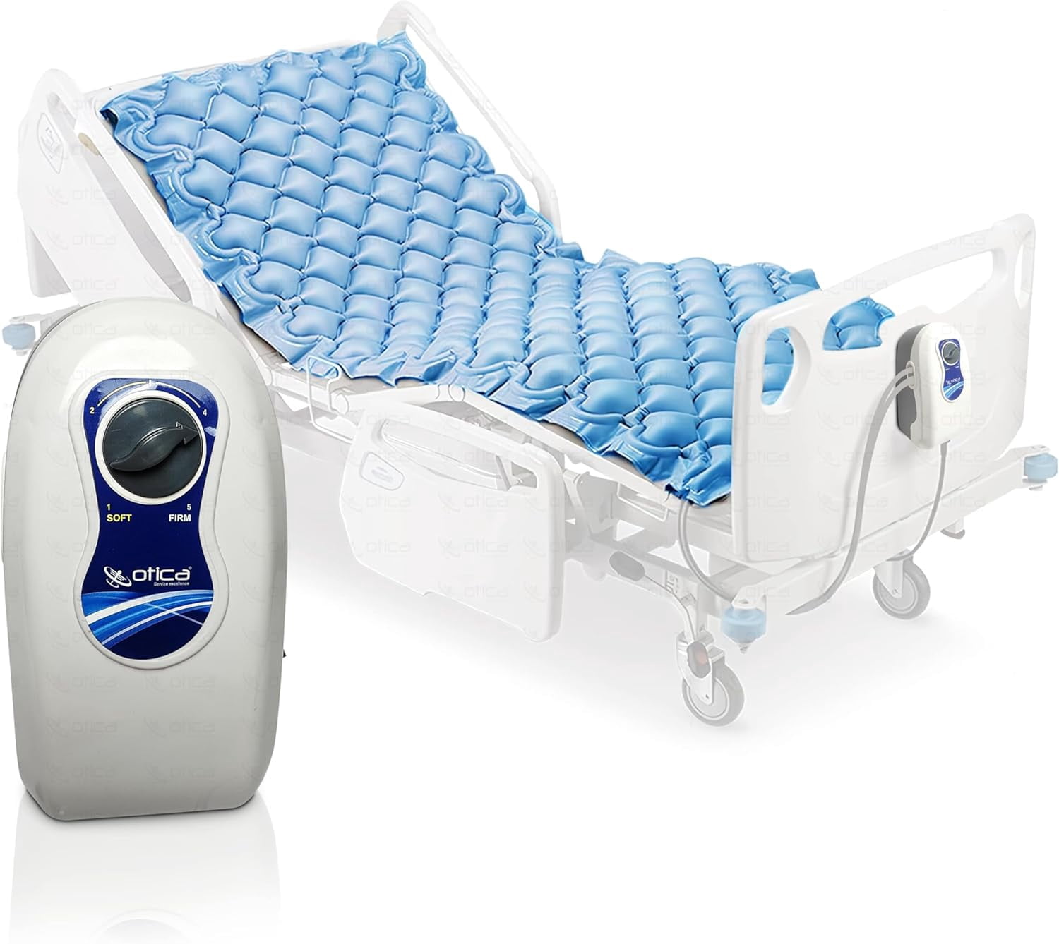 Vinyl Medical Air Bed Anti Decubitus Anti Bedsore Hospital Air Bed Mattress with Compressor Alternating Pressure System Pump (Blue)