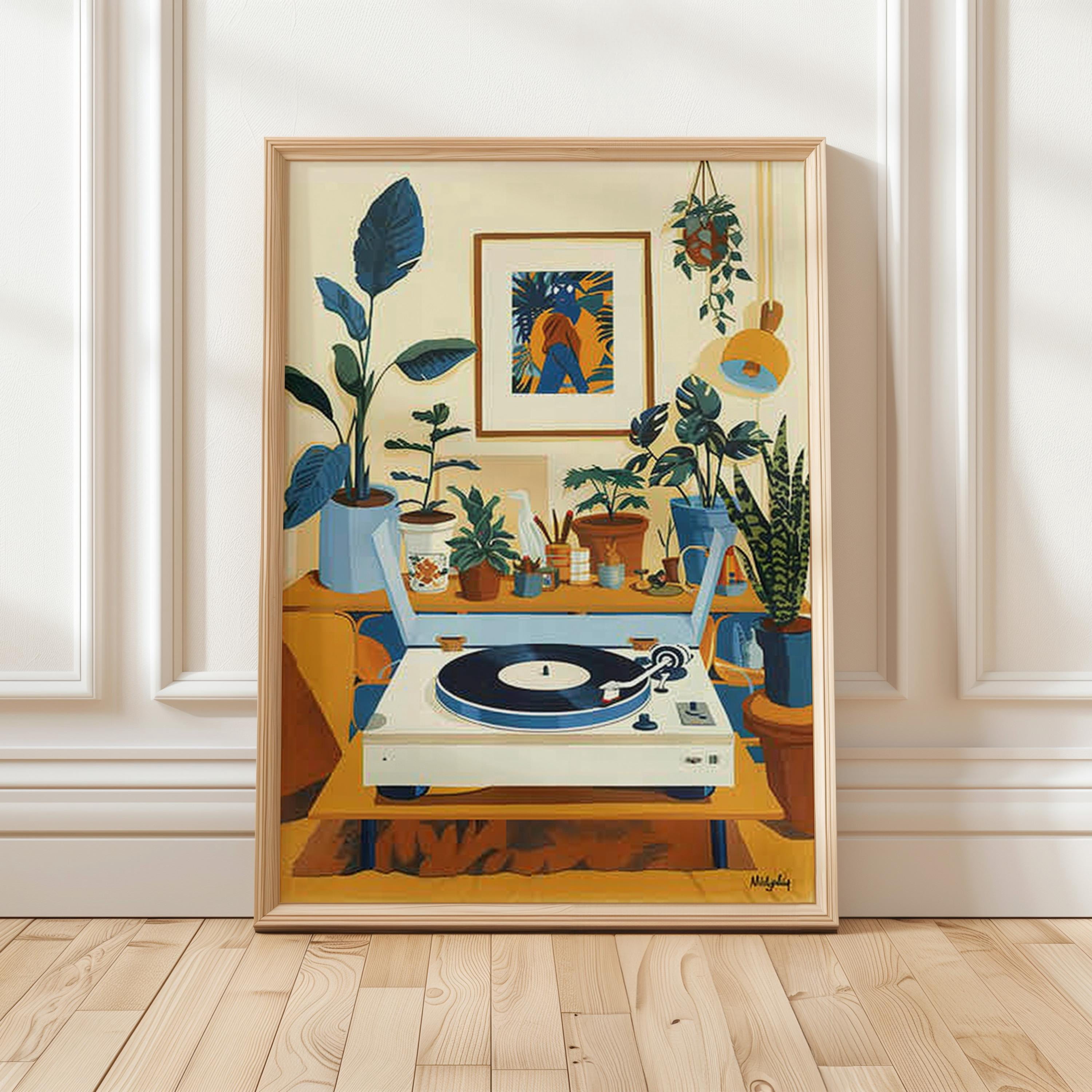 Vinyl Mid Century Record Plants Retro Poster , Poster Print Only ...