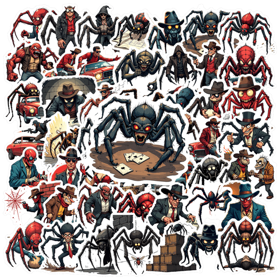 Vinyl Mobster Stickers Waterproof Spider Stickers Assorted Colors for Notebooks Laptops