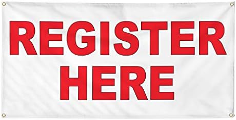 Register Two Sign Vinyl Multiple Sizes Register Here Red Business Outdoor Weatherproof ...