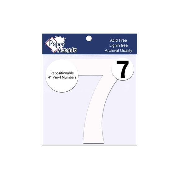 Vinyl Numbers Removable Adh 4" 7 2pc White