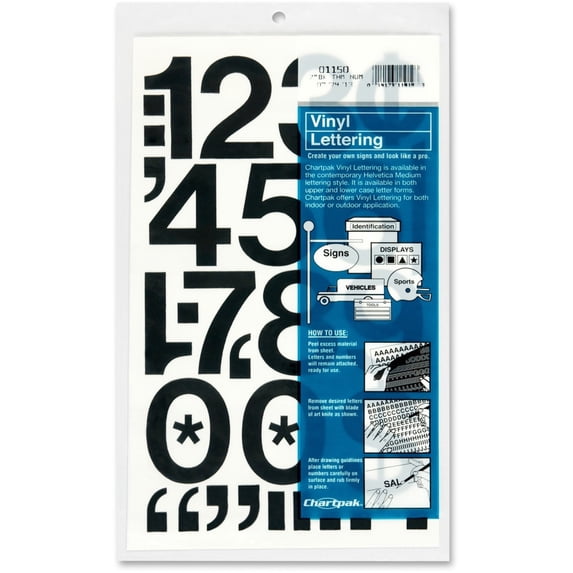 Chartpak Vinyl Numbers - 2" Numbers, Black