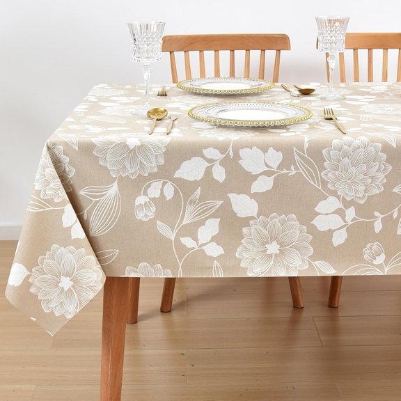 Vinyl Oilcloth Tablecloth Rectangle Spillproof Wipeable Stainproof PVC Plastic Waterproof Tablecloths for Birthday,Christmas,Banquet Kitchen Dining Tablecloth - 60 x 84 Inch