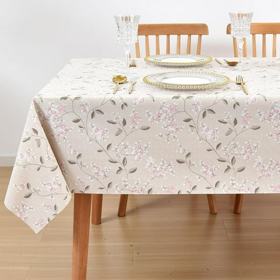 Vinyl Oilcloth Tablecloth Rectangle Spillproof Wipeable Stainproof PVC Plastic Waterproof Tablecloths for Birthday,Christmas,Banquet Kitchen Dining Tablecloth - 54 x 84 Inch