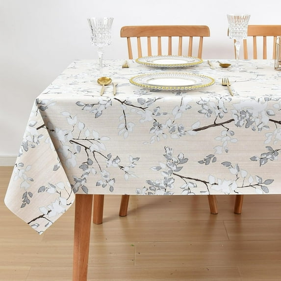 Vinyl Oilcloth Tablecloth Rectangle Spillproof Wipeable Stainproof PVC Plastic Waterproof Tablecloths for Birthday,Christmas,Banquet Kitchen Dining Tablecloth - 60 x 84 Inch