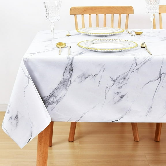 Vinyl Oilcloth Tablecloth Rectangular Spillproof Waterproof Wipeable PVC Plastic Large Tablecloths for Card Table Tablecloth - Bird Silver Gray 54 x 72 Inch